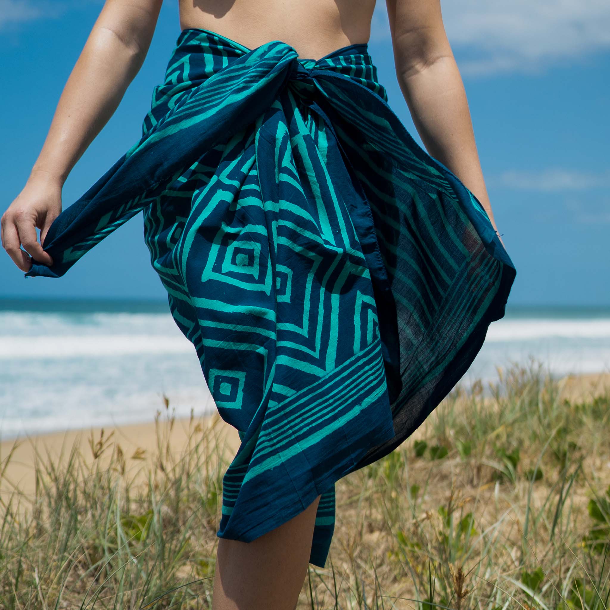 Sarong: Batik Tattoo-jade. Fine Quality 100% Cotton Voile Sarong